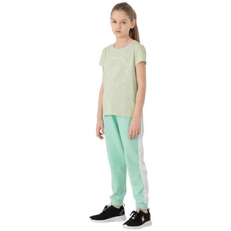 Marškinėliai mergaitėms 4F Jr HJL22 JTSD003 42S, žali цена и информация | Marškinėliai mergaitėms | pigu.lt