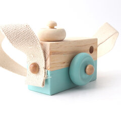 Medinė žaislinė kamera - skandinaviškas dizainas - natūrali mediena ir monetos spalva kaina ir informacija | Žaislai kūdikiams | pigu.lt
