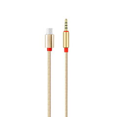 AUX-кабель с линией микрофона KIN KY-126 USB-C Type-C, аудиоразъем 3,5 мм, золотой цена и информация | Кабели и провода | pigu.lt