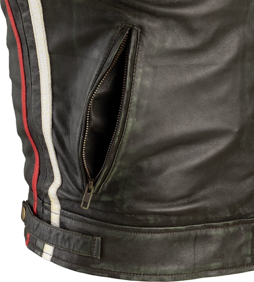 Vyriška odinė motociklininko striukė B-STAR Zagiatto - Dark Olive Green 5XL kaina ir informacija | Moto striukės | pigu.lt