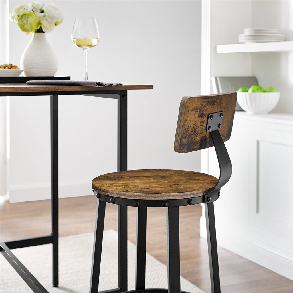 2-jų baro kėdžių komplektas Songmics, rudos spalvos kaina ir informacija | Virtuvės ir valgomojo kėdės | pigu.lt