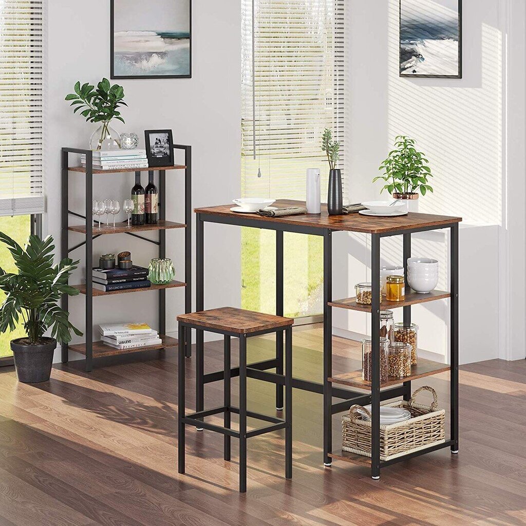 Baro stalas Songmics Rustic 109x60 cm, rudas/juodas kaina ir informacija | Virtuvės ir valgomojo stalai, staliukai | pigu.lt