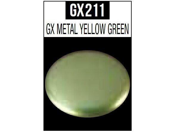 Akriliniai dažai Mr.Hobby - Mr.Metallic color GX Metal Yellow Green, 18 ml, GX-211 kaina ir informacija | Piešimo, tapybos, lipdymo reikmenys | pigu.lt