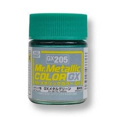 Akriliniai dažai Mr.Hobby - Mr.Metallic color GX Metal Green, 18 ml, GX-205 kaina ir informacija | Piešimo, tapybos, lipdymo reikmenys | pigu.lt