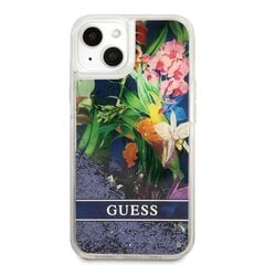 Guess Liquid Glitter Flower чехол для iPhone 13 mini Blue цена и информация | Чехлы для телефонов | pigu.lt