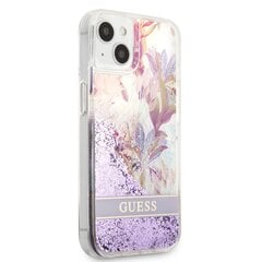 Guess Liquid Glitter Flower dėklas, skirtas iPhone 13 mini, rožinis kaina ir informacija | Telefono dėklai | pigu.lt