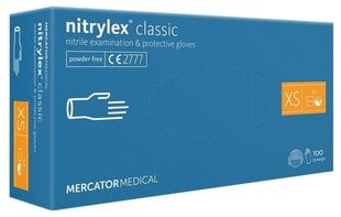 Nitrilo pirštinės Mercator Nitrylex Classic XS, 100 vnt. kaina ir informacija | Darbo pirštinės | pigu.lt