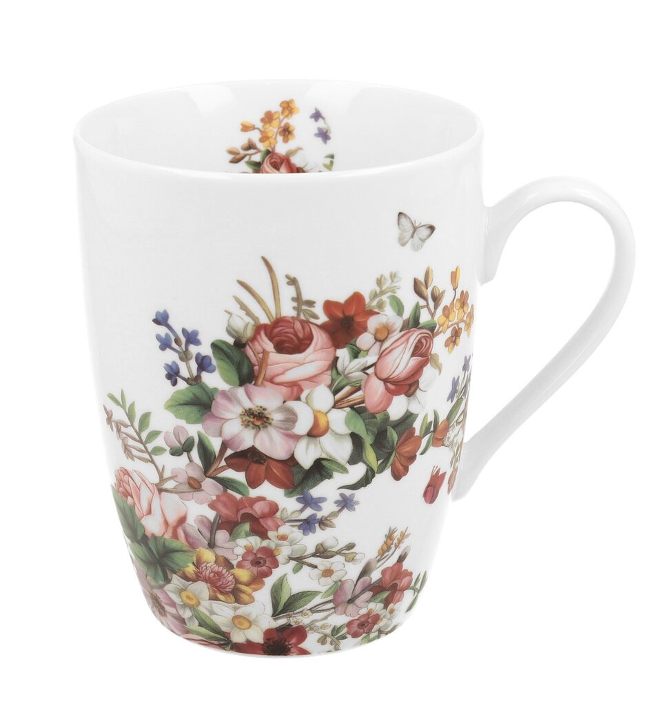 Porceliano puodelis Vintage Flowers, baltas, 390ml kaina ir informacija | Taurės, puodeliai, ąsočiai | pigu.lt