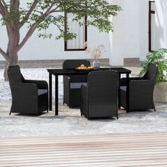 Sodo baldų komplektas vidaXL, su pagalvėlėmis, 5 dalių, juodas цена и информация | Комплекты уличной мебели | pigu.lt