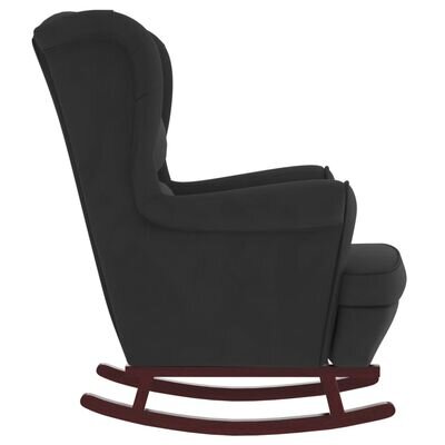 Supamas krėslas su kaučiukmedžio kojomis, juodas kaina ir informacija | Svetainės foteliai | pigu.lt