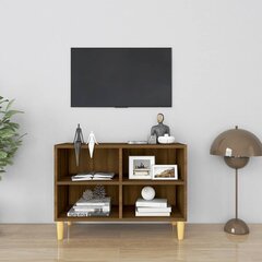 TV spintelė su medinėmis kojelėmis, 69,5x30x50 cm, ruda цена и информация | Тумбы под телевизор | pigu.lt