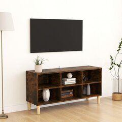 TV spintelė su medinėmis kojelėmis, 103,5x30x50 cm, ruda цена и информация | Тумбы под телевизор | pigu.lt