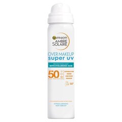 Veido dulksna nuo saulės Garnier Ambre Solaire Over Makeup Super UV 50SPF 75 ml kaina ir informacija | Kremai nuo saulės | pigu.lt