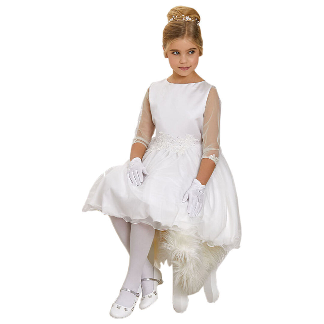 Suknelė Pirmajai Komunijai mergaitėms Emma Madelyn, balta kaina | pigu.lt