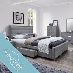 Кровать CAREN с 4-ящиками, с матрасом HARMONY DELUX (85266) 160x200 см, обивка из мебельного текстиля, цвет: серый цена и информация | Кровати | pigu.lt