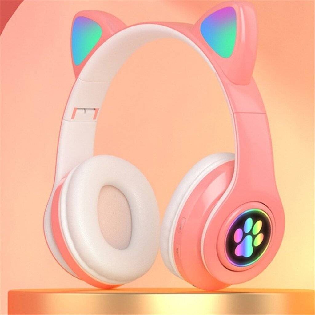 Belaidės ausinės vaikams su RGB, rožinės kaina ir informacija | Ausinės | pigu.lt