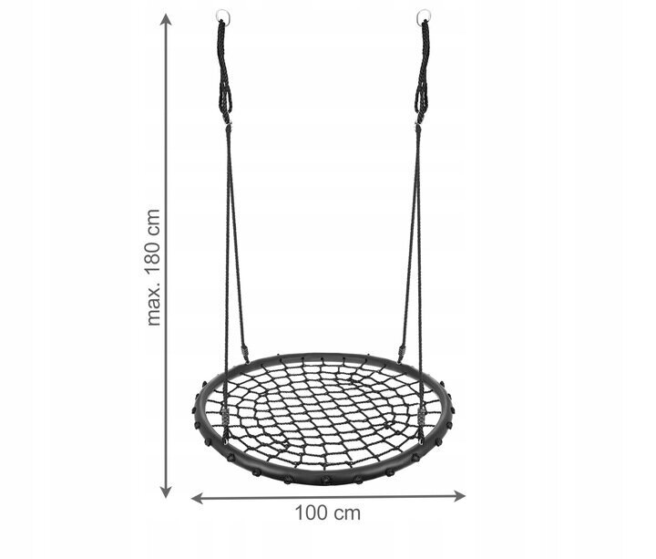 Sūpynės "Gandro lizdas" Malatec, 100 cm, juodos kaina ir informacija | Sūpynės | pigu.lt