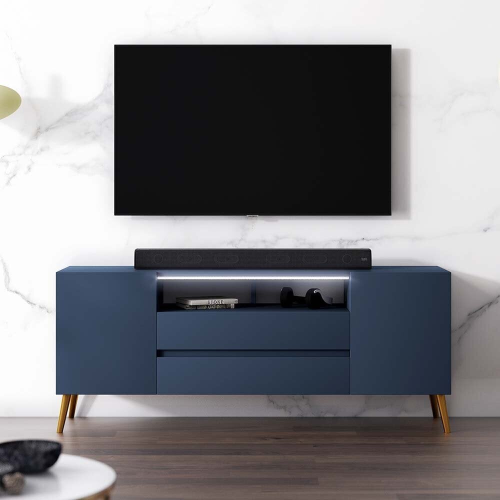 Televizoriaus spintelė Selsey Tarvisio su LED apšvietimu, mėlyna цена и информация | TV staliukai | pigu.lt