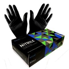 „Excel Care“ juodos pudros neturinčios nitrilo pirštinės L Black Powder Free Nitrile Gloves kaina ir informacija | Pirmoji pagalba | pigu.lt