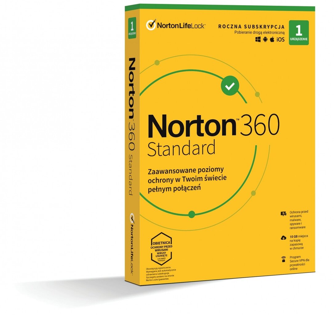 Norton 360 standartinis 10 GB PL 1 vartotojas, 1 įrenginiai, 12 mėnesių 21408666 kaina ir informacija | Antivirusinės programos | pigu.lt