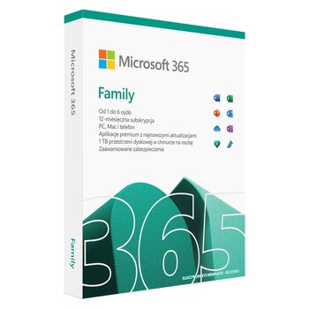 Microsoft 365 для семьи 1 x лицензия Подписка на польском языке 1 год (лет) цена и информация | Офисные программы | pigu.lt