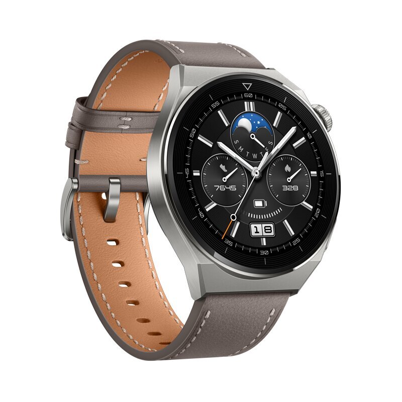 Huawei Watch GT 3 Pro Titanium Gray Leather цена и информация | Išmanieji laikrodžiai (smartwatch) | pigu.lt