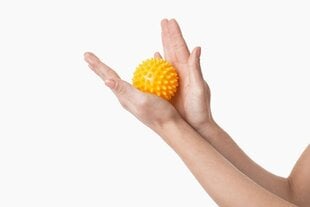 Masažinis kamuoliukas, geltonas, 7.6cm kaina ir informacija | Masažo reikmenys | pigu.lt