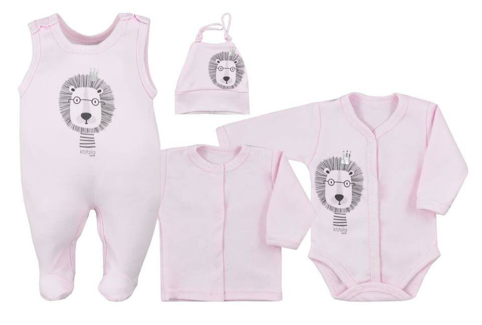 Kūdikio drabužėlių komplektas su liūtuku, rožinis kaina ir informacija | Smėlinukai, siaustinukai | pigu.lt