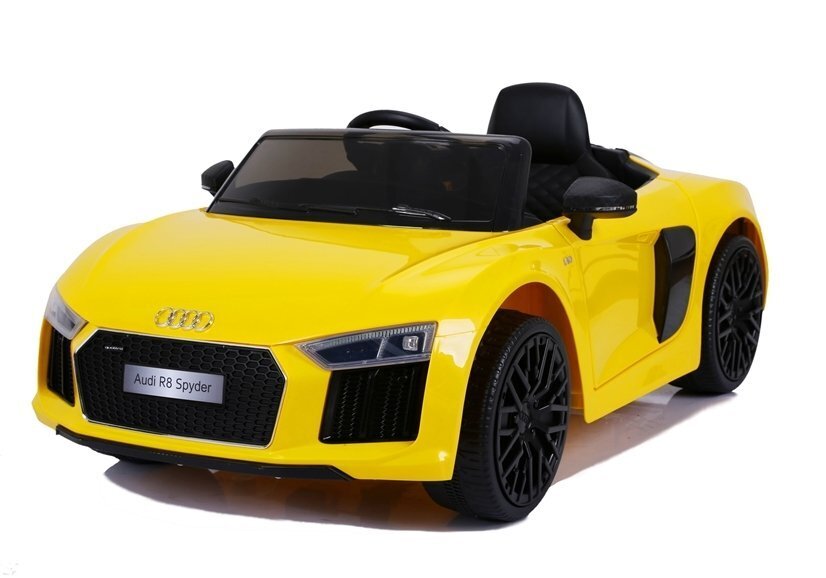 Vaikiškas vienvietis elektromobilis Audi R8 Spyder, geltonas kaina ir informacija | Elektromobiliai vaikams | pigu.lt