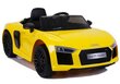 Vaikiškas vienvietis elektromobilis Audi R8 Spyder, geltonas kaina ir informacija | Elektromobiliai vaikams | pigu.lt