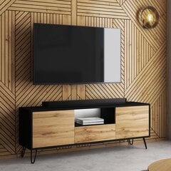 ТВ шкафчик Selsey Ploystea с LED подсветкой, черный/коричневый цена и информация | Тумбы под телевизор | pigu.lt