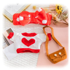 Одежда для утки Lalafanfan: жилет украшенная красным сердечком, красный бант и сумочка цена и информация | Мягкие игрушки | pigu.lt