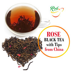 Роза - Эксклюзивный китайский черный чай с типсами, ароматом и лепестками роз, Rose Black tea with tips, 100 г. цена и информация | Чай | pigu.lt
