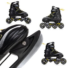 SportVida 4in1 Roller Skates & Ice Skates adjustable size 31-34 carbon bearings ABEC-7 PU 82A wheels Black kaina ir informacija | Riedučiai | pigu.lt