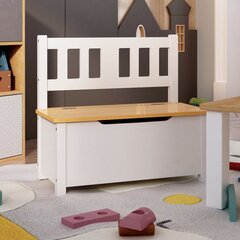 vidaXL Vaikiškas suoliukas-daiktadėžė, baltas/smėlio, 60x30x55cm, MDF kaina ir informacija | Vaiko kambario baldų komplektai | pigu.lt