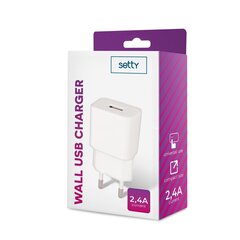 Setty charger 1x USB 2,4A white цена и информация | Зарядные устройства для телефонов | pigu.lt