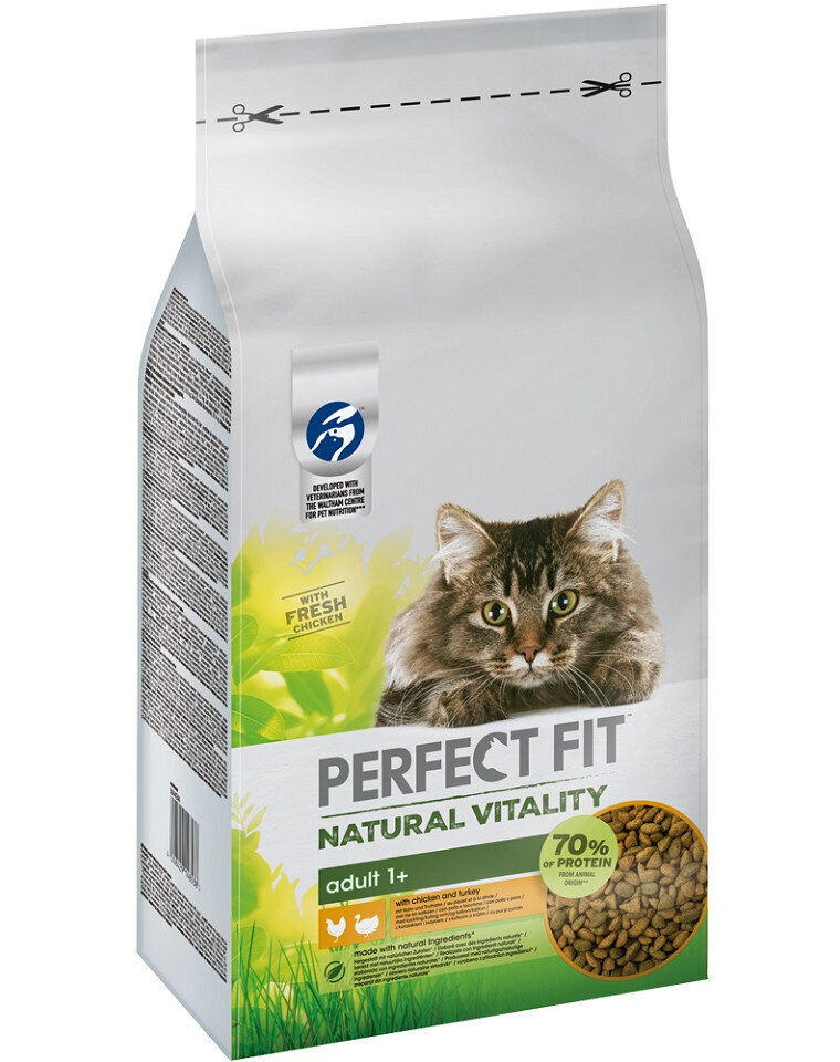 Perfect Fit Natural Vitality maistas katėms su vištiena ir kalakutiena, 6 kg цена и информация | Sausas maistas katėms | pigu.lt