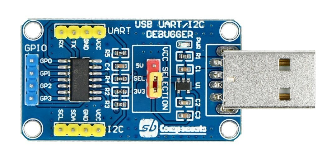 USB UART/I2C keitiklis MCP2221 - USB kištukas - SB komponentai SKU21246 цена и информация | Adapteriai, USB šakotuvai | pigu.lt