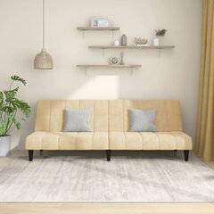 Dvivietė sofa-lova, kreminė, aksomas kaina ir informacija | Sofos | pigu.lt