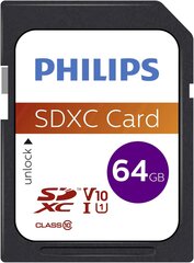 Atminties kortelė fotoaparatui Philips SDXC, 64GB, Class 10, UHS-I U1 kaina ir informacija | Atminties kortelės fotoaparatams, kameroms | pigu.lt