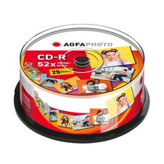 1x25 AgfaPhoto CD-R 80, 700MB kaina ir informacija | USB laikmenos | pigu.lt