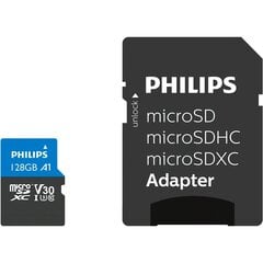 Philips MicroSDXC Card     128GB Class 10 UHS-I U3 incl. Adapter цена и информация | Карты памяти для фотоаппаратов, камер | pigu.lt