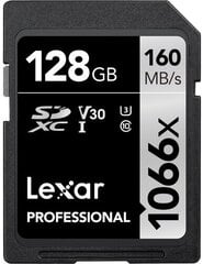 Atminties kortelė Lexar Pro 1066x SDXC U3 (V30) UHS-II R160/W120 128GB цена и информация | Карты памяти для фотоаппаратов, камер | pigu.lt