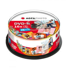 1x25 AgfaPhoto DVD-R 4,7GB kaina ir informacija | USB laikmenos | pigu.lt