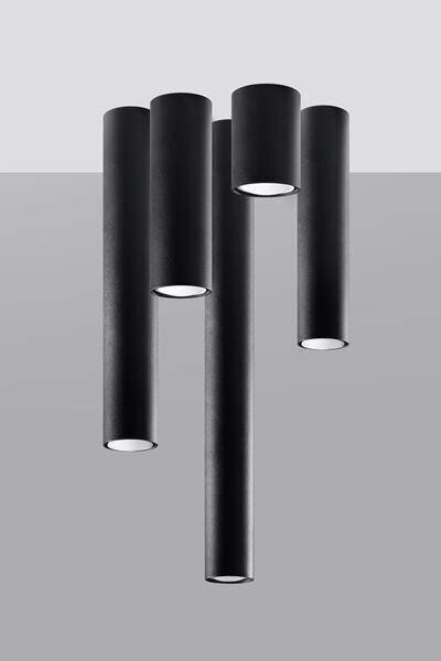 Sollux lubinis šviestuvas Lagos, juodas, 10 cm kaina ir informacija | Lubiniai šviestuvai | pigu.lt