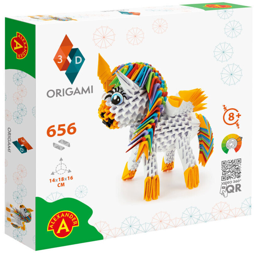 Origami 3D Vienaragis 656 elementai kaina ir informacija | Lavinamieji žaislai | pigu.lt