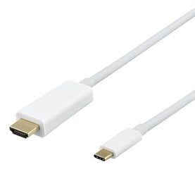 Deltaco USB-C - HDMI, 4K UHD, 2m, baltas / USBC-HDMI1021-K / 00140022 kaina ir informacija | Kabeliai ir laidai | pigu.lt