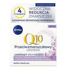 Успокаивающий дневной крем против морщин для чувствительной кожи SPF15 Nivea Q10, 50 мл цена и информация | Кремы для лица | pigu.lt