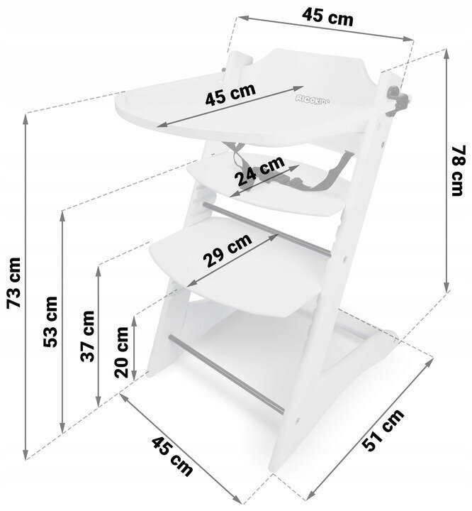 Daugiafunkcinė maitinimo kėdutė Ricokids Loni kaina ir informacija | Maitinimo kėdutės | pigu.lt