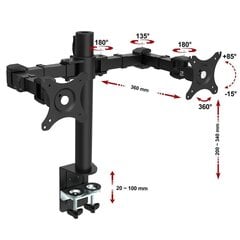 NF 12 17"-30" (размер до 10*10, до 10кг) цена и информация | Кронштейны для монитора | pigu.lt